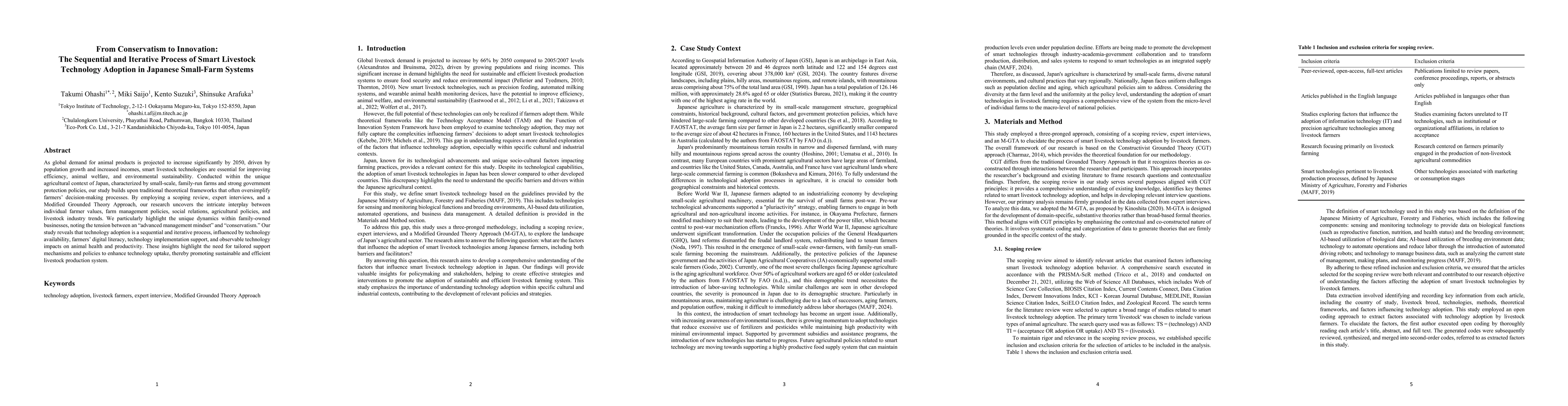 Thumbnail for From Conservatism to Innovation: The Sequential and Iterative Process of
  Smart Livestock Technology Adoption in Japanese Small-Farm Systems