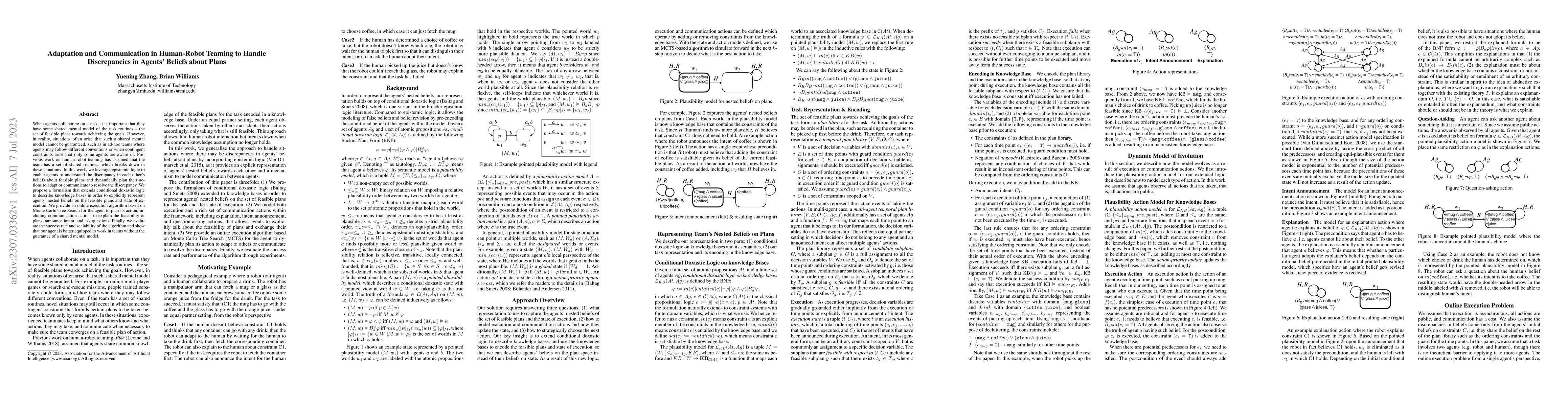 Thumbnail for Adaptation and Communication in Human-Robot Teaming to Handle
  Discrepancies in Agents' Beliefs about Plans