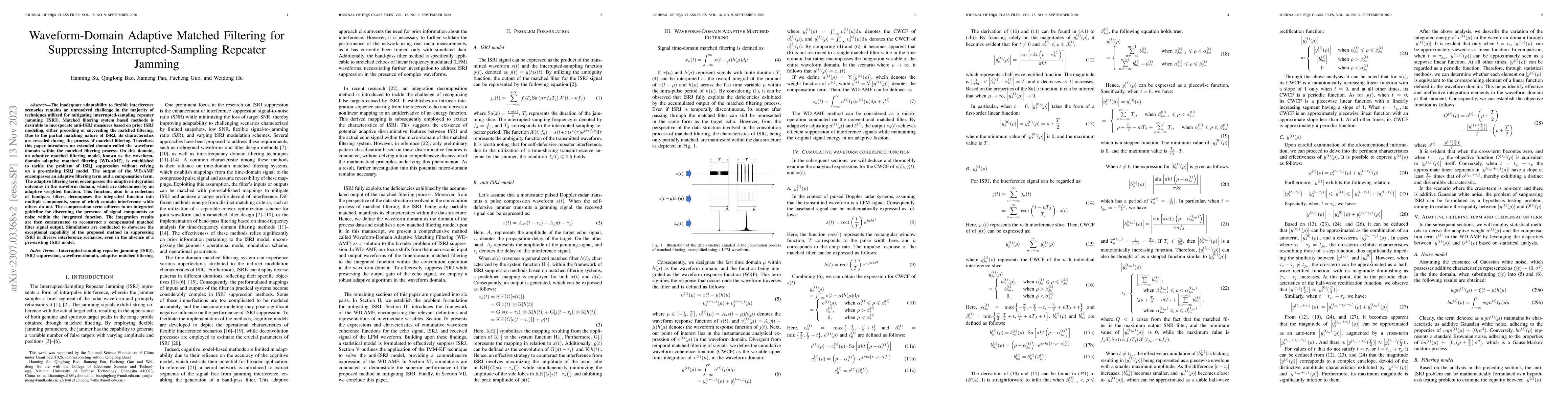 Thumbnail for Waveform-Domain Adaptive Matched Filtering for Suppressing
  Interrupted-Sampling Repeater Jamming