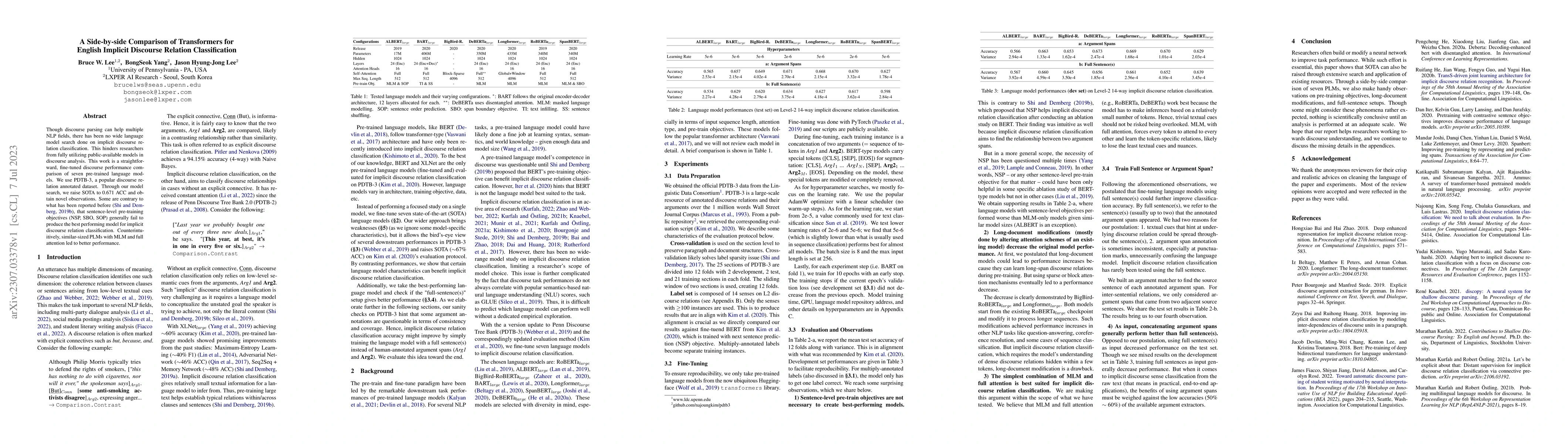Thumbnail for A Side-by-side Comparison of Transformers for English Implicit Discourse
  Relation Classification