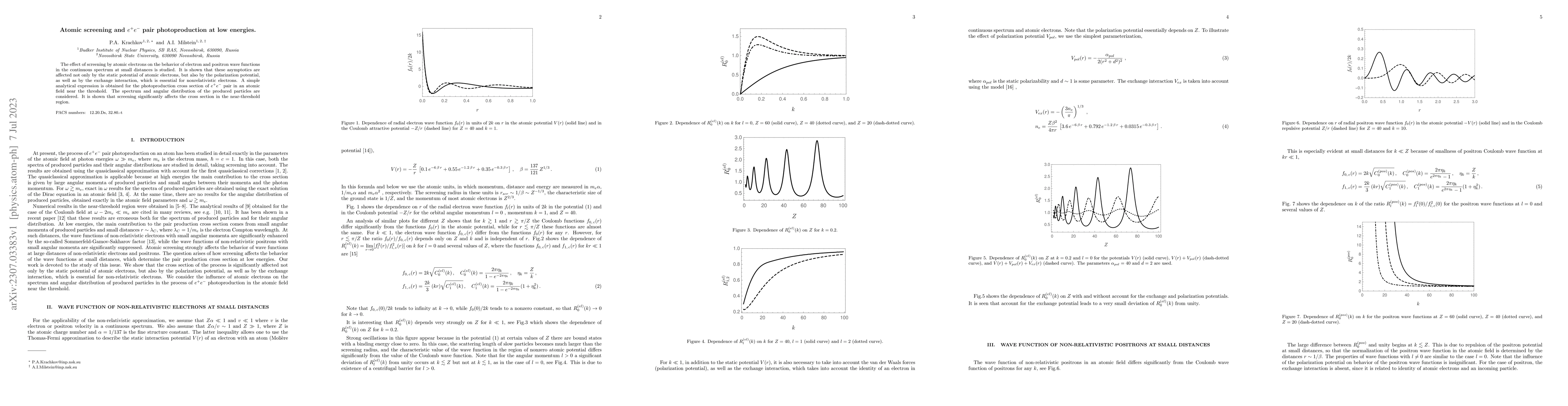 Thumbnail for Atomic screening and $e^+e^-$ pair photoproduction at low energies