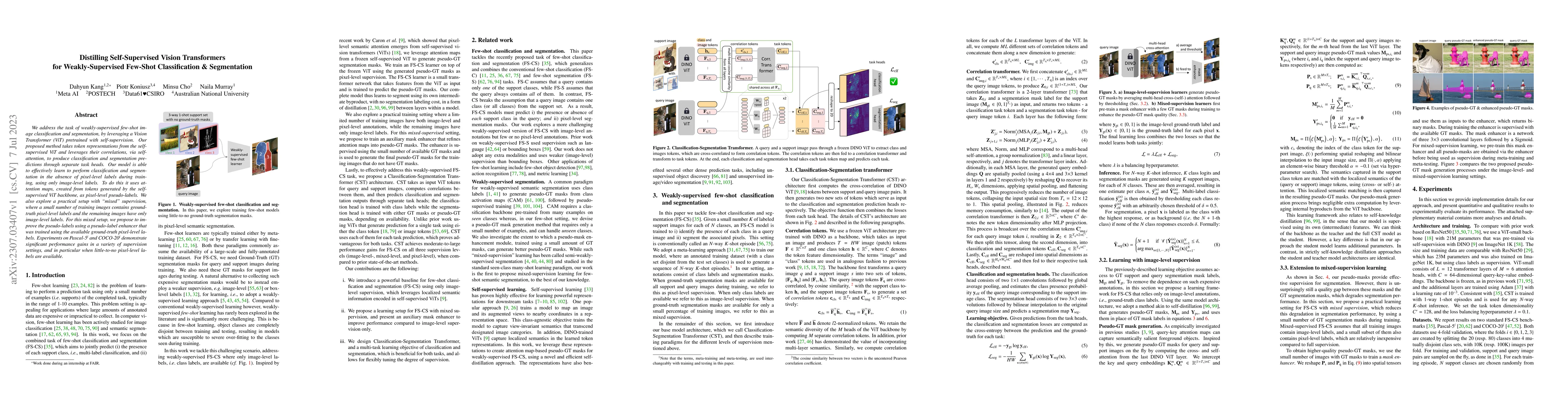 Thumbnail for Distilling Self-Supervised Vision Transformers for Weakly-Supervised
  Few-Shot Classification & Segmentation