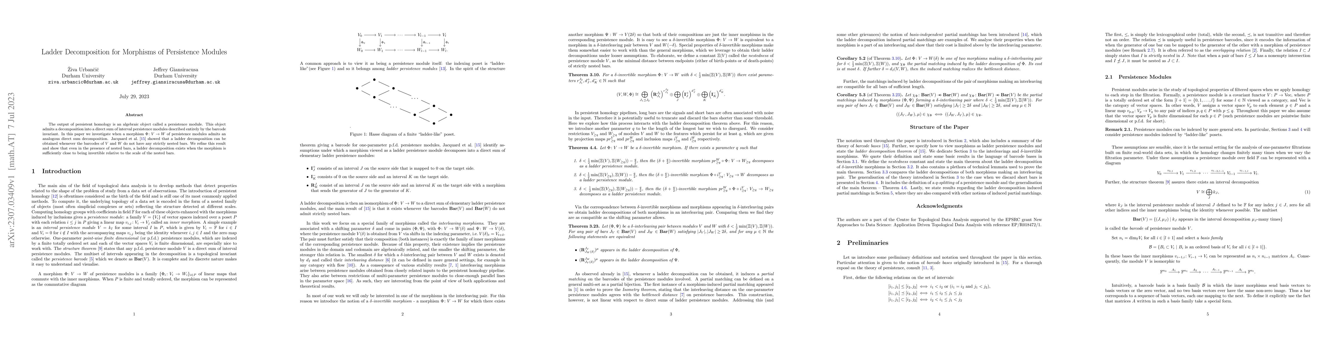 Thumbnail for Ladder Decomposition for Morphisms of Persistence Modules