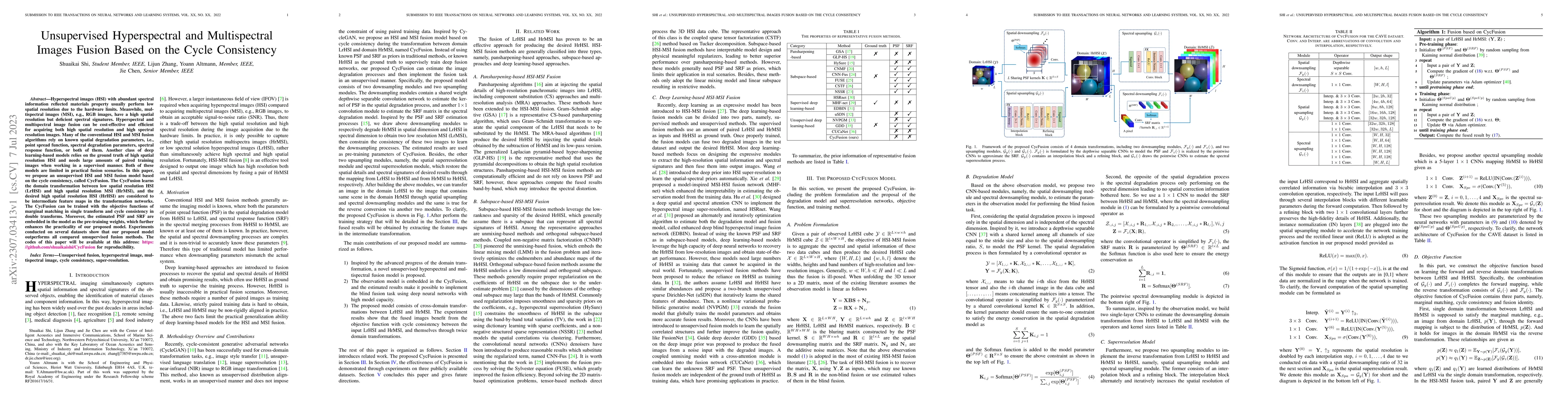 Thumbnail for Unsupervised Hyperspectral and Multispectral Images Fusion Based on the
  Cycle Consistency