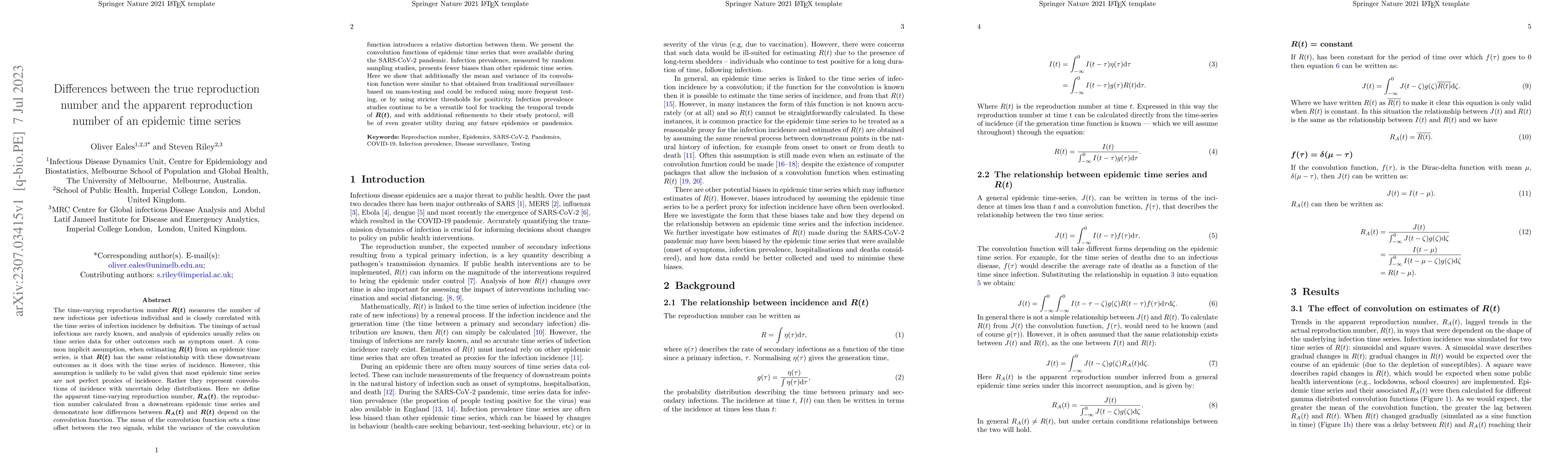 Thumbnail for Differences between the true reproduction number and the apparent
  reproduction number of an epidemic time series