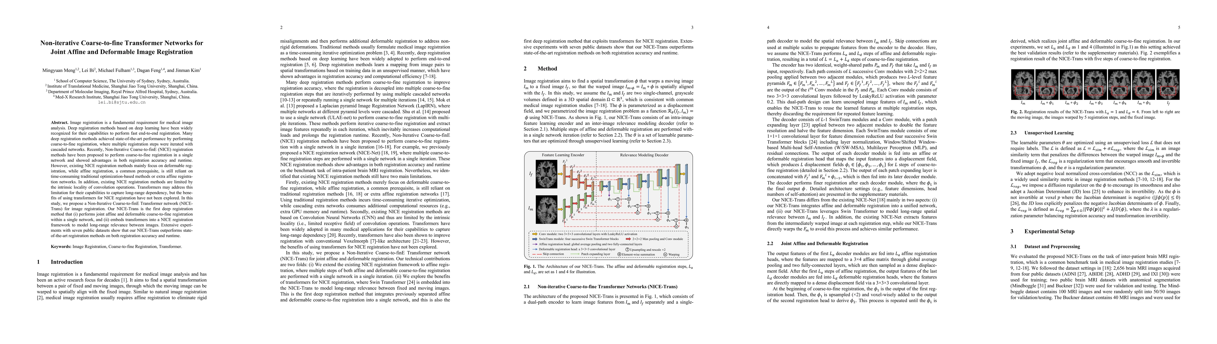 Thumbnail for Non-iterative Coarse-to-fine Transformer Networks for Joint Affine and
  Deformable Image Registration
