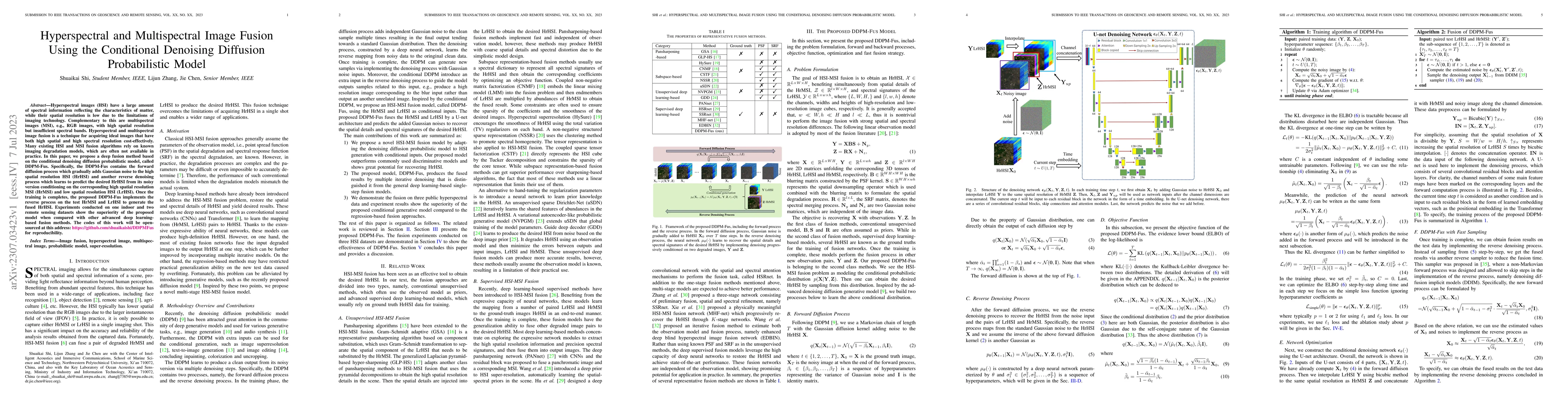 Thumbnail for Hyperspectral and Multispectral Image Fusion Using the Conditional
  Denoising Diffusion Probabilistic Model