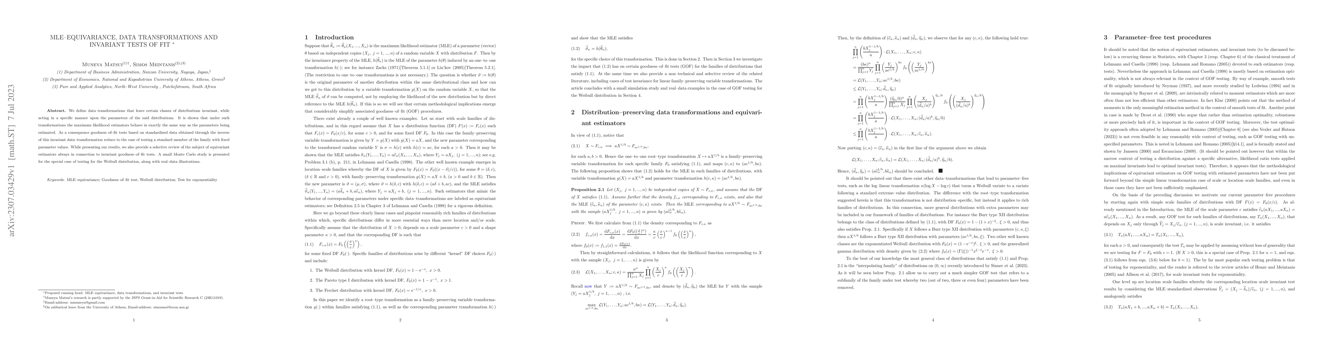 Thumbnail for Mle-equivariance, data transformations and invariant tests of fit