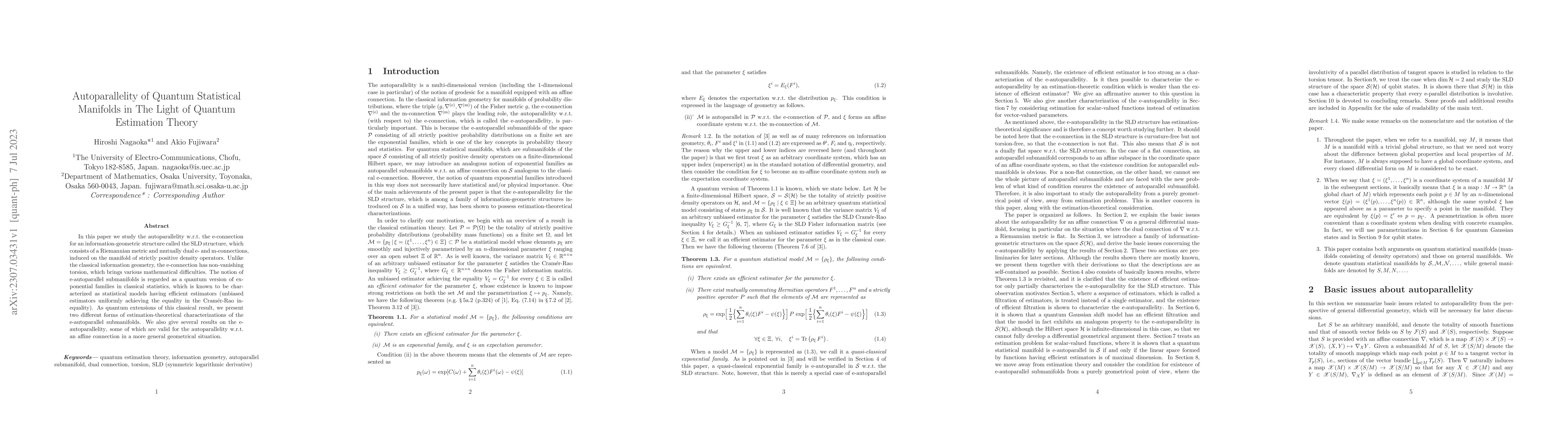 Thumbnail for Autoparallelity of Quantum Statistical Manifolds in The Light of Quantum
  Estimation Theory