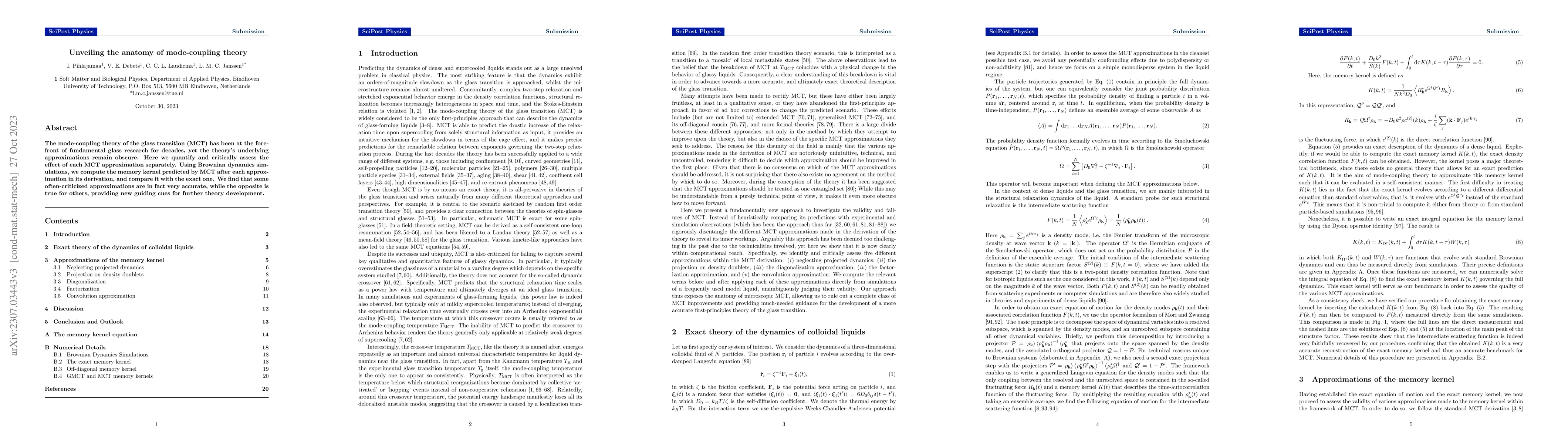 Thumbnail for Unveiling the anatomy of mode-coupling theory