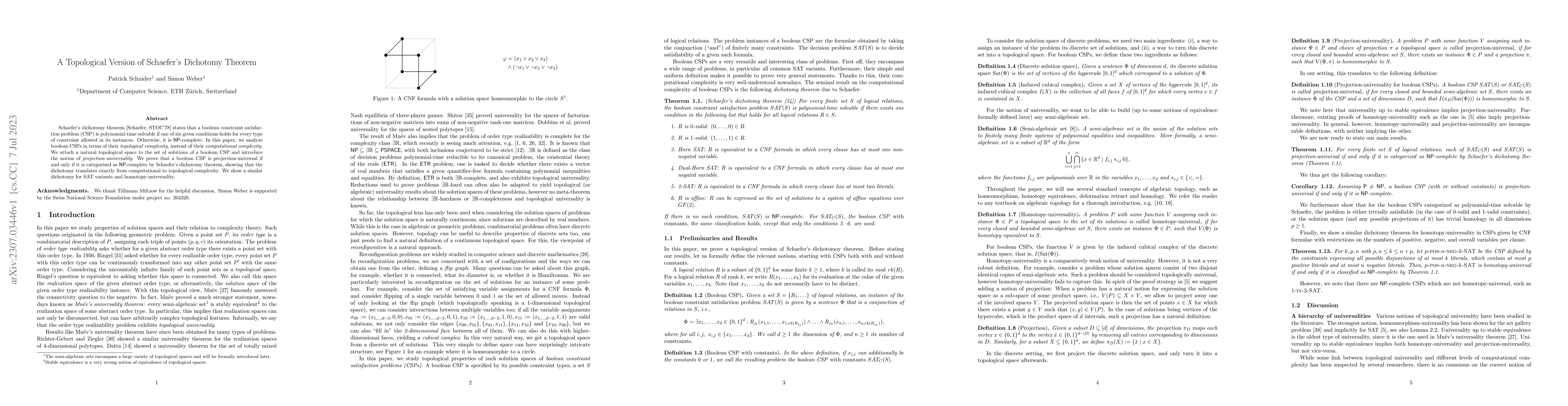 Thumbnail for A Topological Version of Schaefer's Dichotomy Theorem