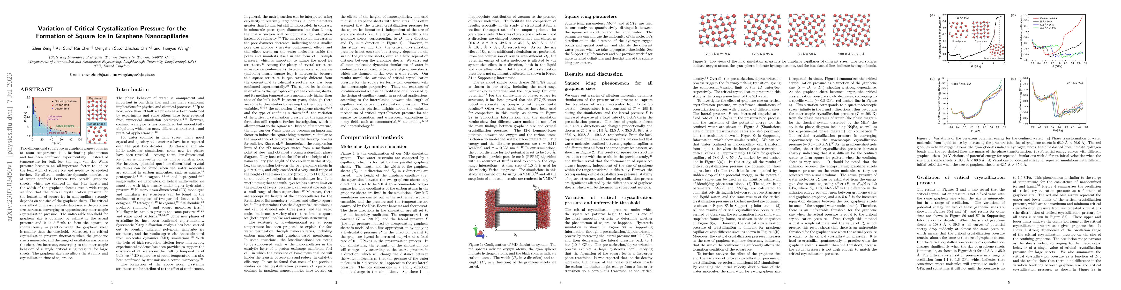 Thumbnail for Variation of Critical Crystallization Pressure for the Formation of
  Square Ice in Graphene Nanocapillaries