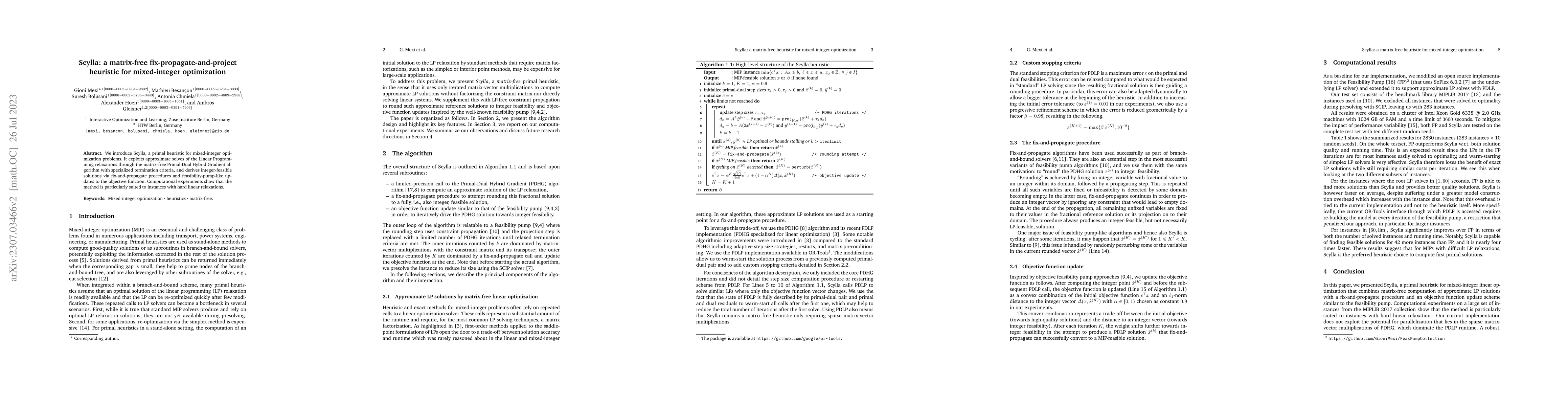 Thumbnail for Scylla: a matrix-free fix-propagate-and-project heuristic for
  mixed-integer optimization