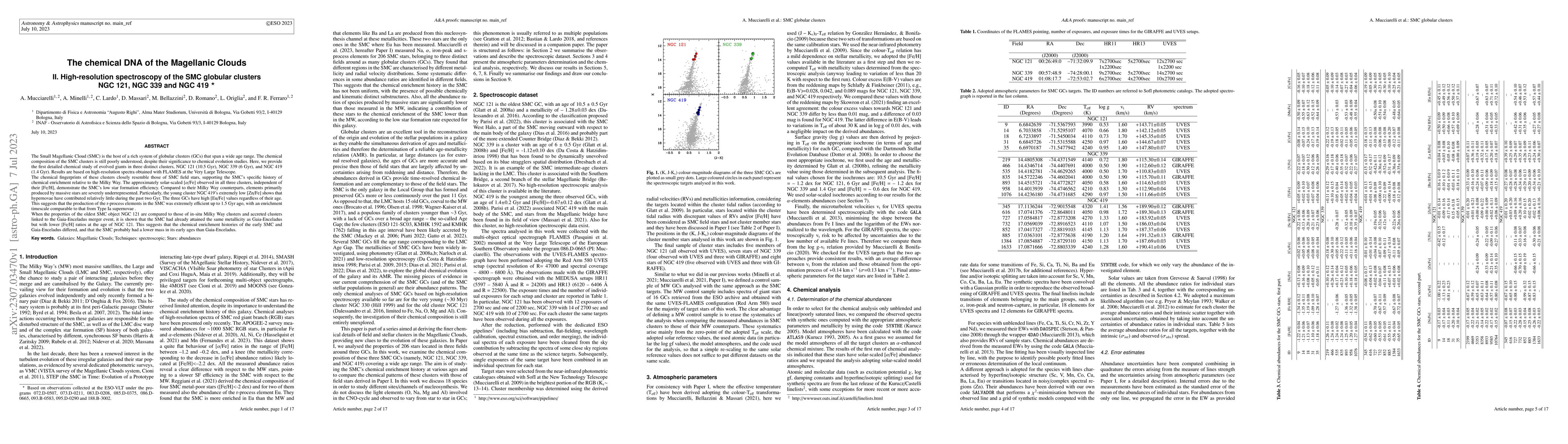 Thumbnail for The chemical DNA of the Magellanic Clouds --II. High-resolution
  spectroscopy of the SMC globular clusters NGC 121, NGC 339 and NGC 419