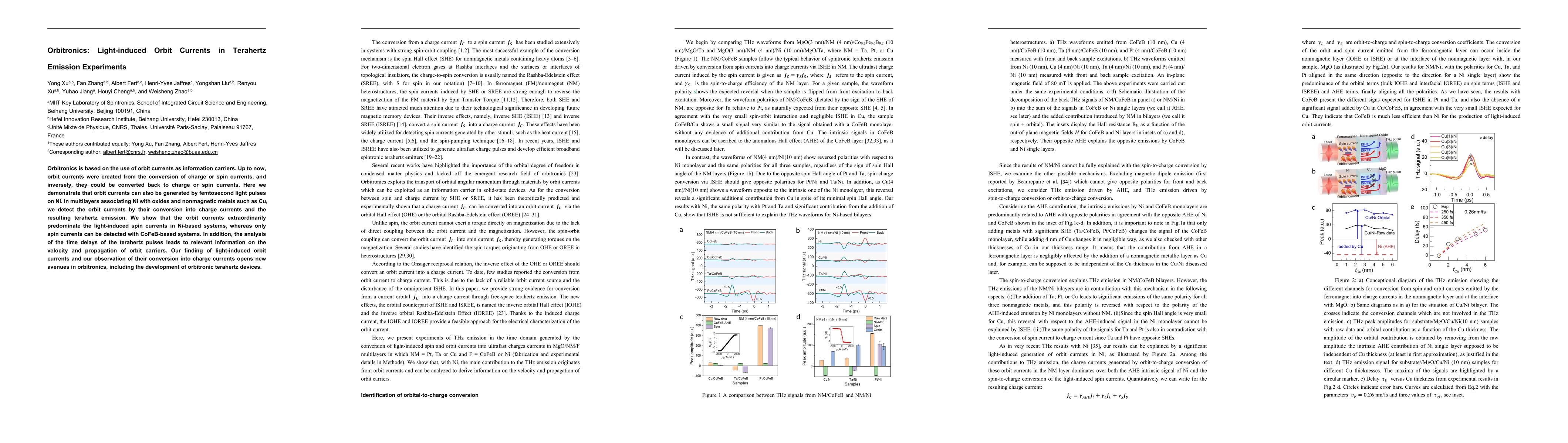 Thumbnail for Orbitronics: Light-induced Orbit Currents in Terahertz Emission
  Experiments