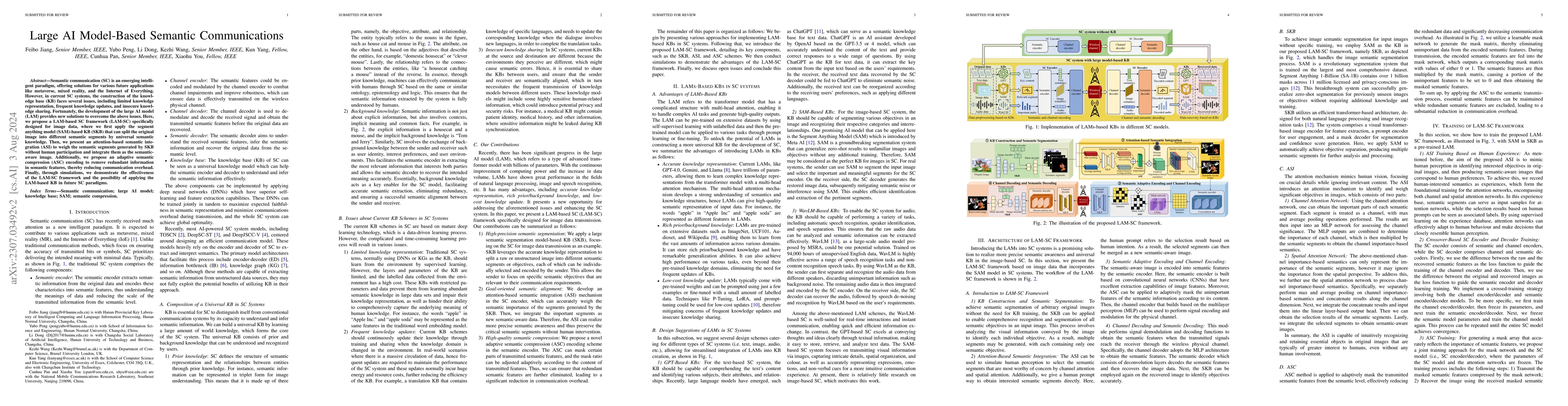 Thumbnail for Large AI Model-Based Semantic Communications