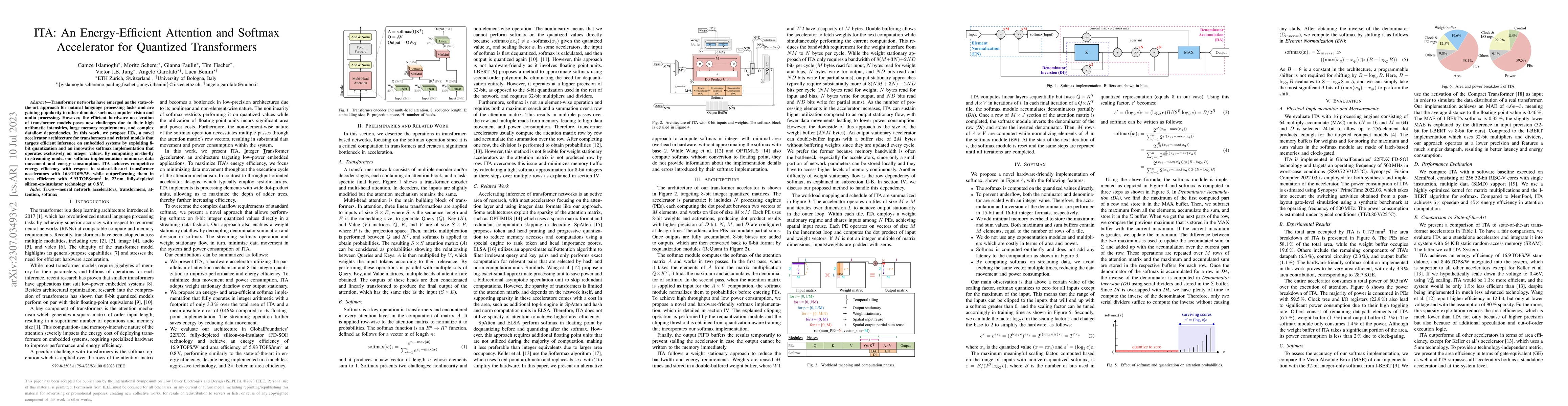 Thumbnail for ITA: An Energy-Efficient Attention and Softmax Accelerator for Quantized
  Transformers