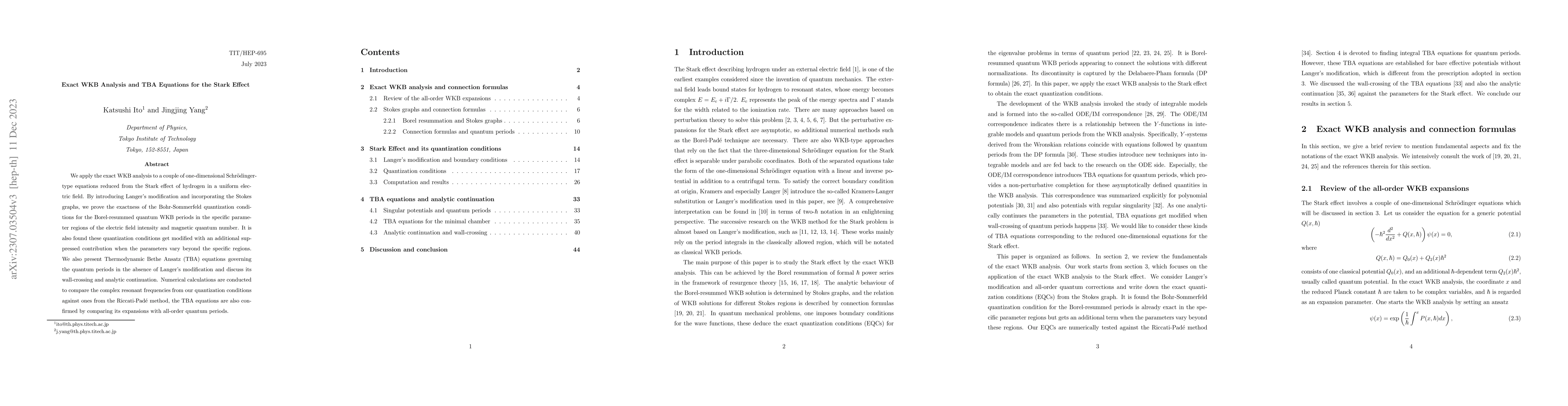 Thumbnail for Exact WKB Analysis and TBA Equations for the Stark Effect