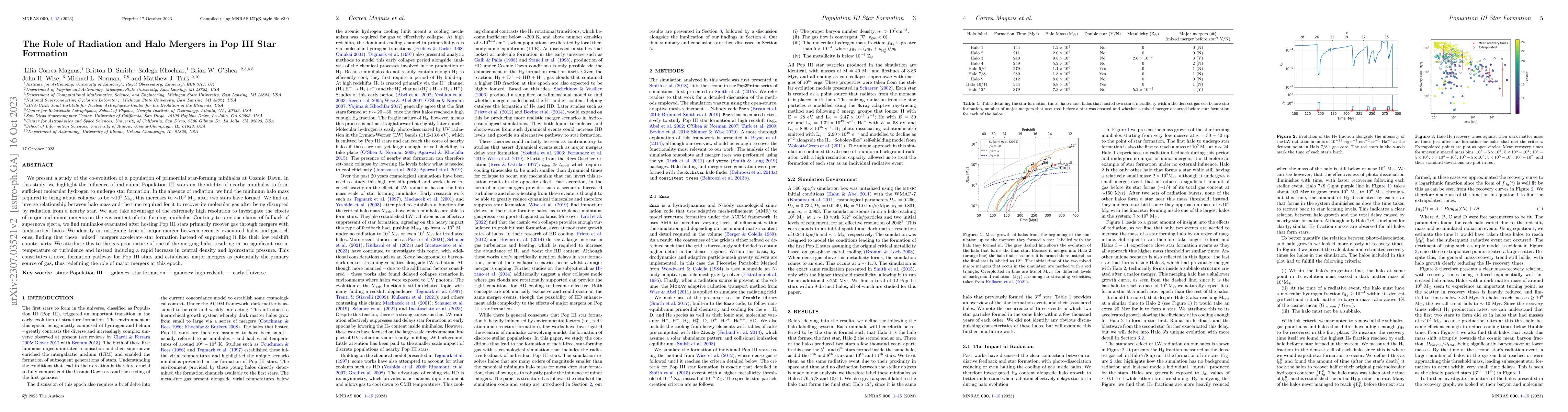 Thumbnail for The Role of Radiation and Halo Mergers in Pop III Star Formation
