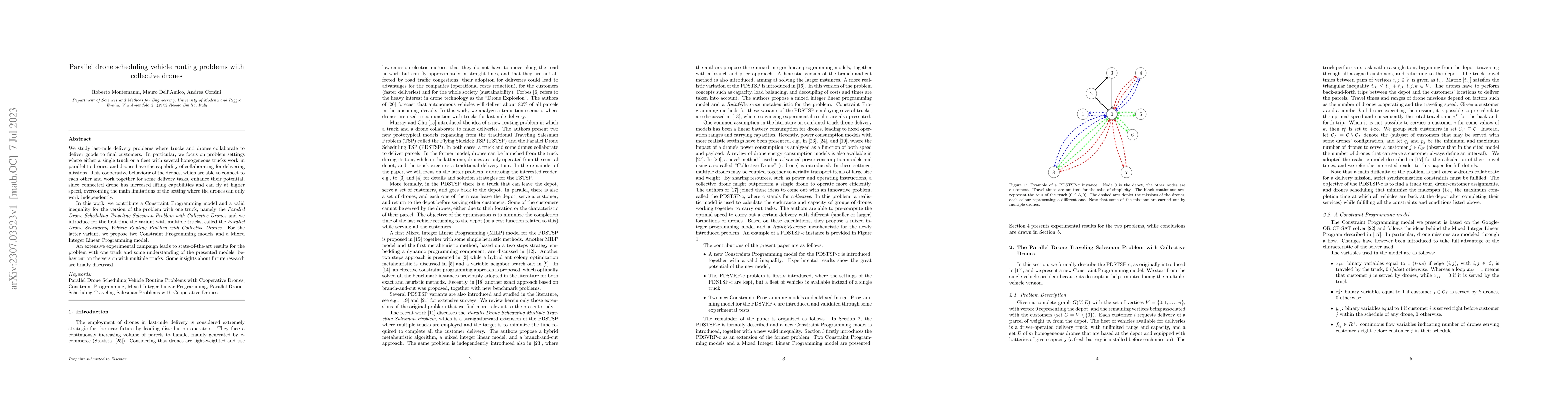 Thumbnail for Parallel drone scheduling vehicle routing problems with collective
  drones