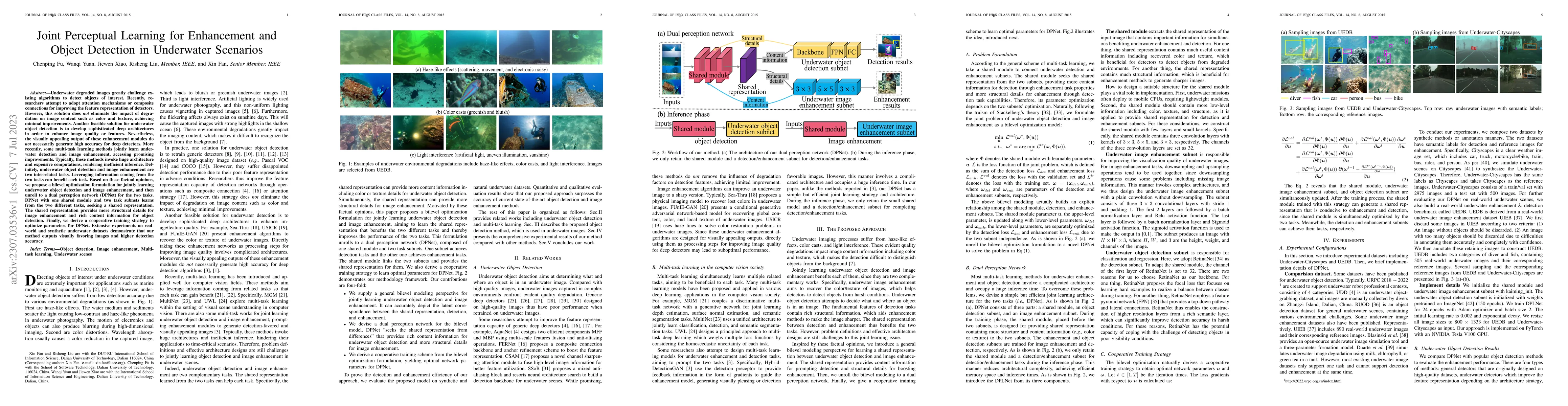 Thumbnail for Joint Perceptual Learning for Enhancement and Object Detection in
  Underwater Scenarios