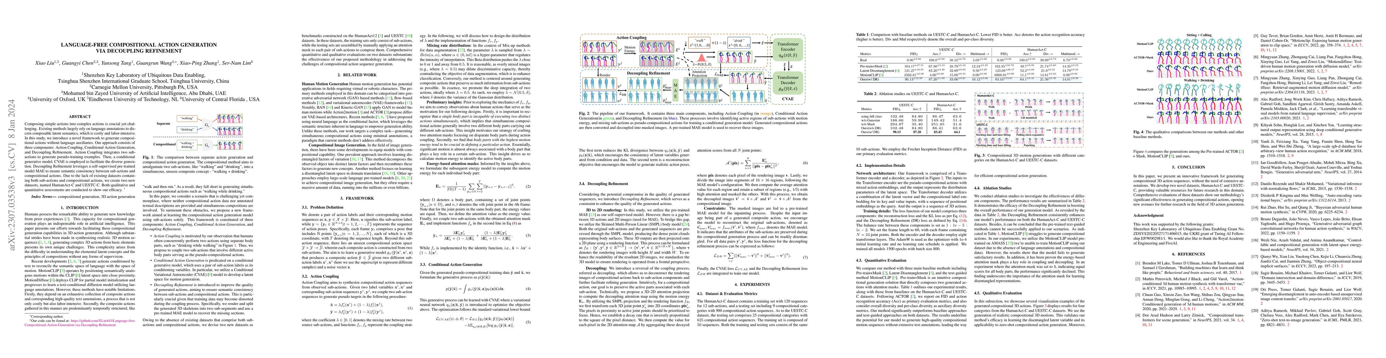 Thumbnail for Language-free Compositional Action Generation via Decoupling Refinement