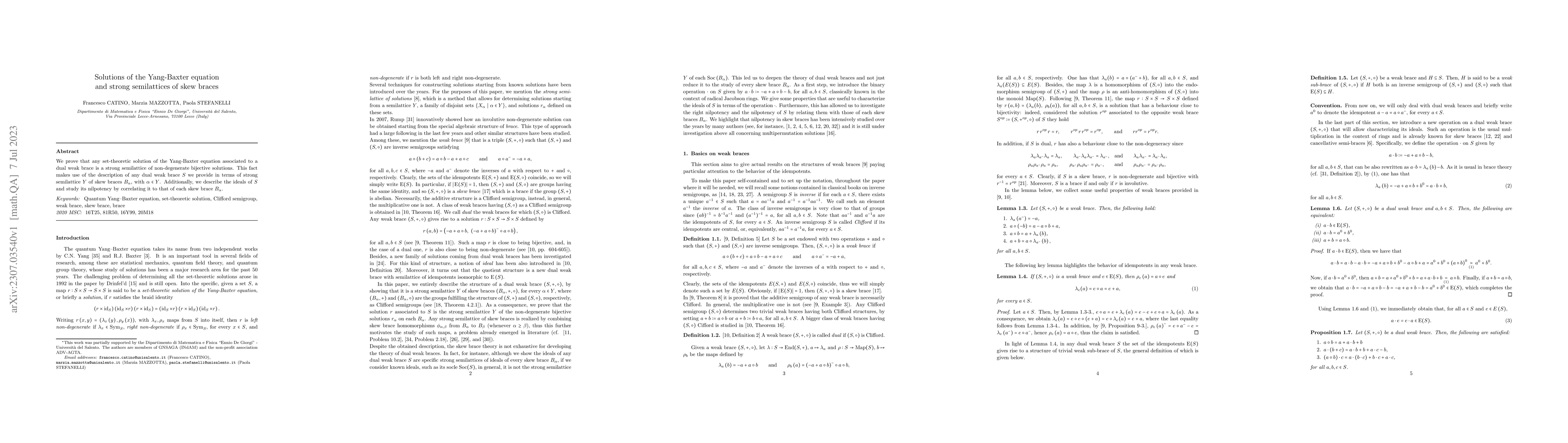Thumbnail for Solutions of the Yang-Baxter equation and strong semilattices of skew
  braces