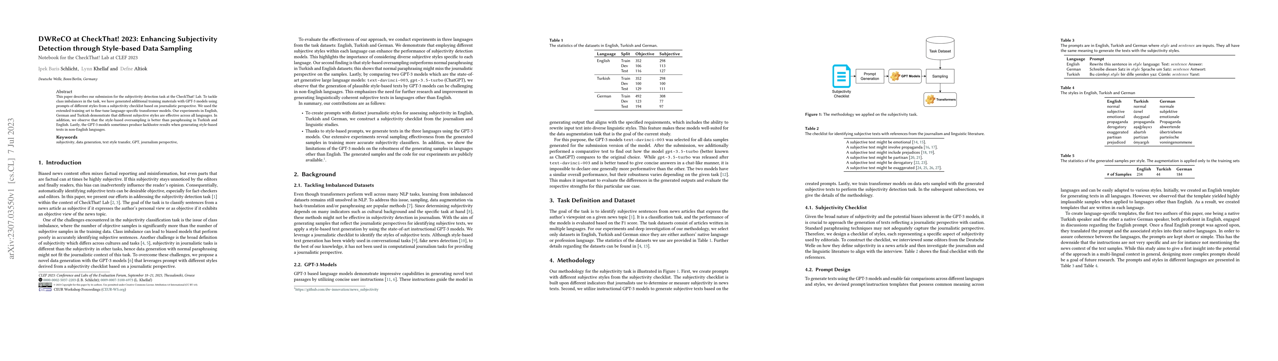 Thumbnail for DWReCO at CheckThat! 2023: Enhancing Subjectivity Detection through
  Style-based Data Sampling