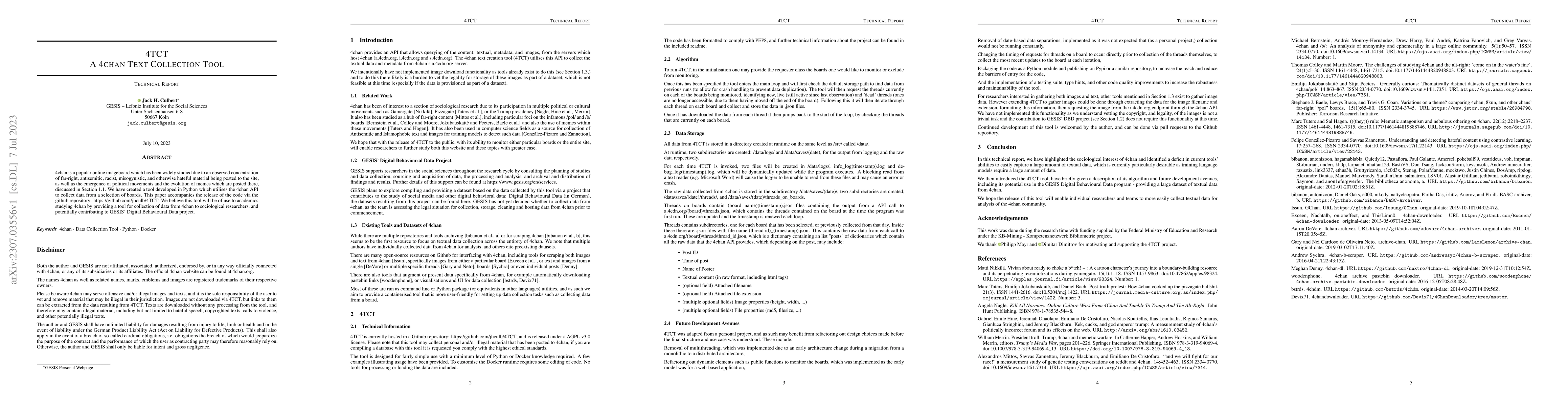 Thumbnail for 4TCT, A 4chan Text Collection Tool