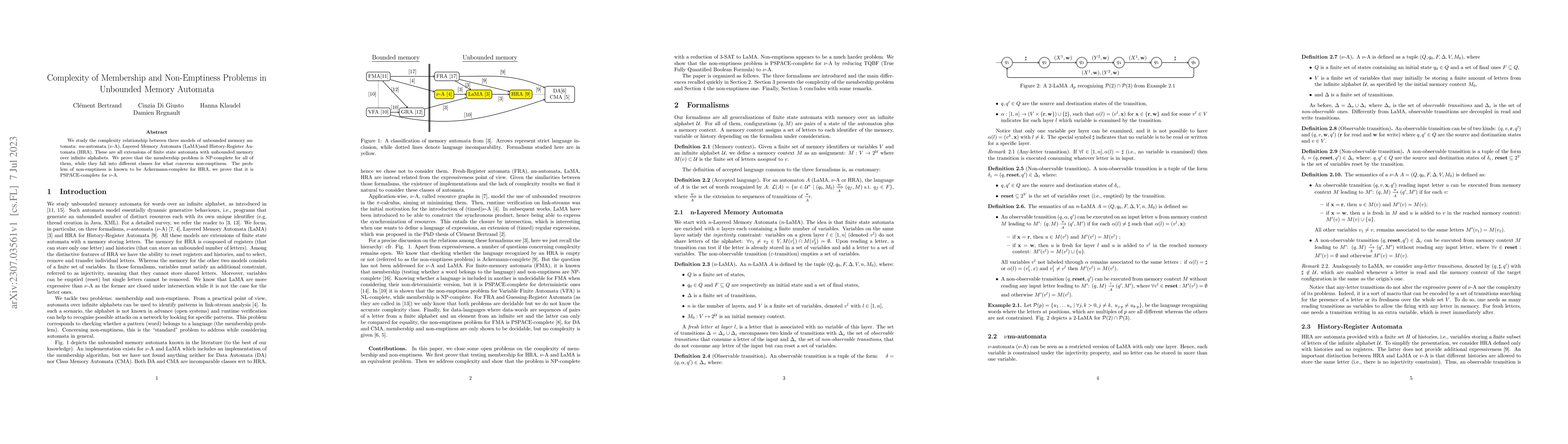 Thumbnail for Complexity of Membership and Non-Emptiness Problems in Unbounded Memory
  Automata
