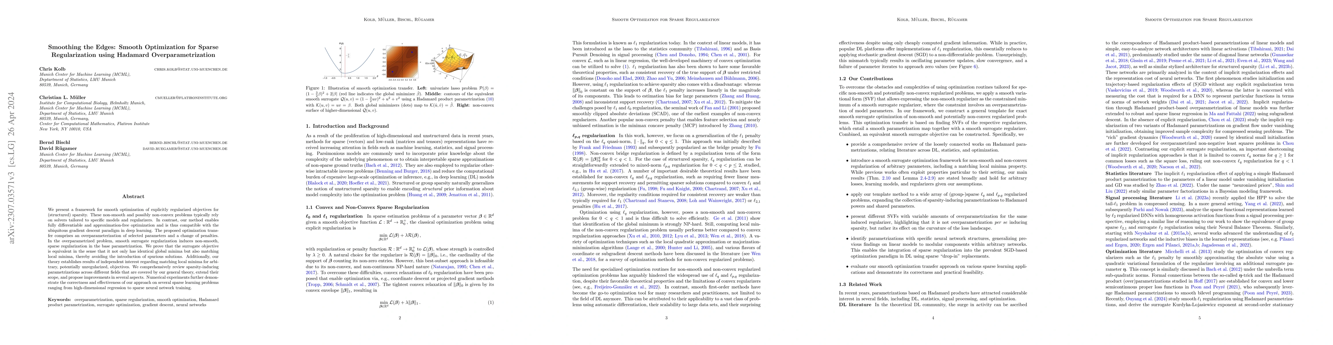 Thumbnail for Smoothing the Edges: Smooth Optimization for Sparse Regularization using
  Hadamard Overparametrization