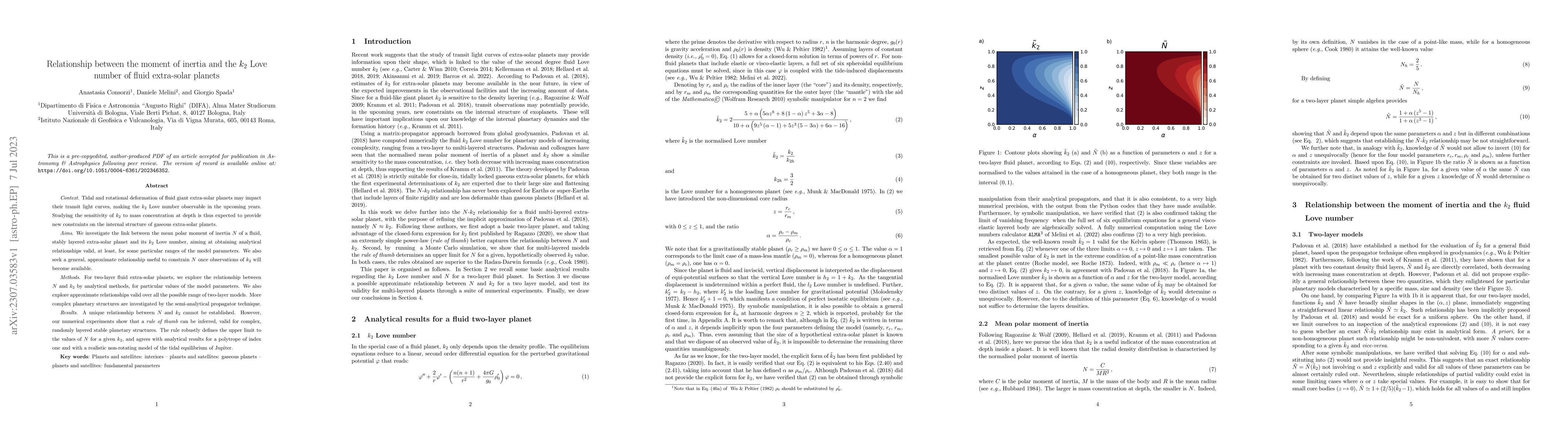 Thumbnail for Relationship between the moment of inertia and the $k_2$ Love number of
  fluid extra-solar planets