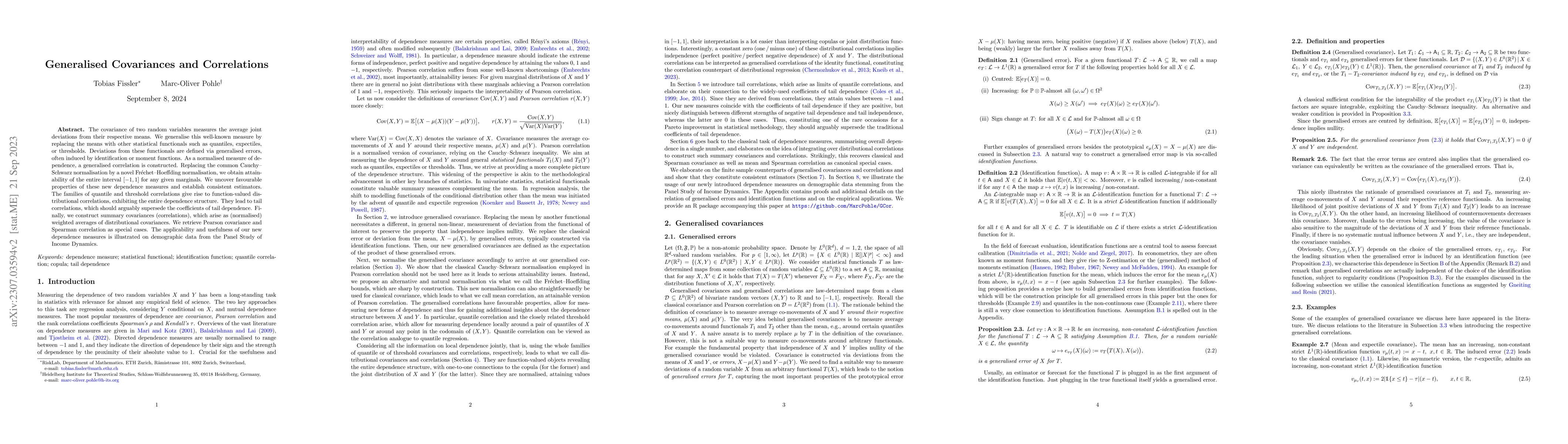 Thumbnail for Generalised Covariances and Correlations