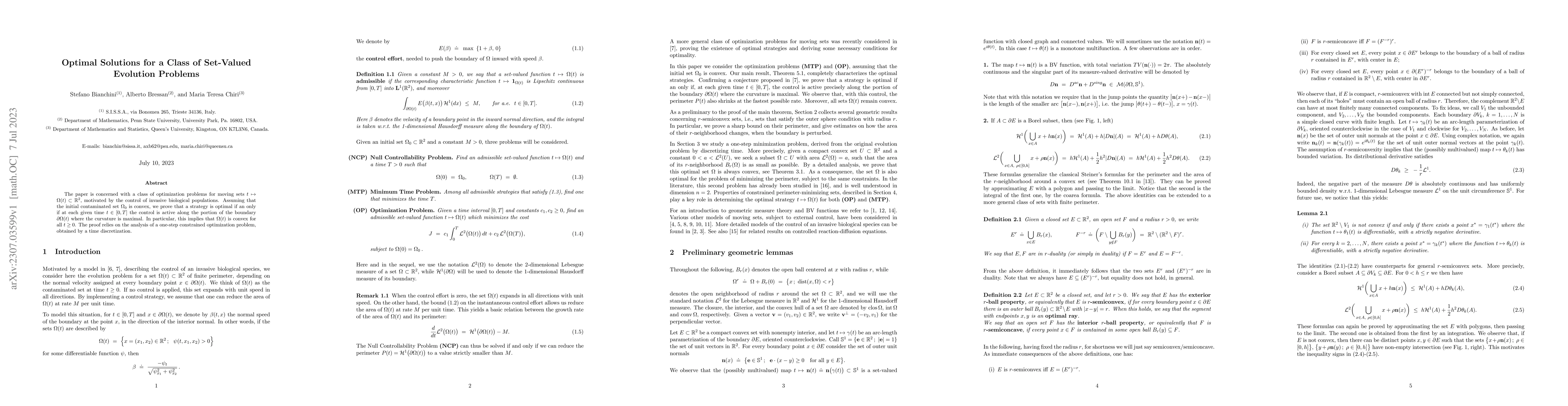 Thumbnail for Optimal Solutions for a Class of Set-Valued Evolution Problems