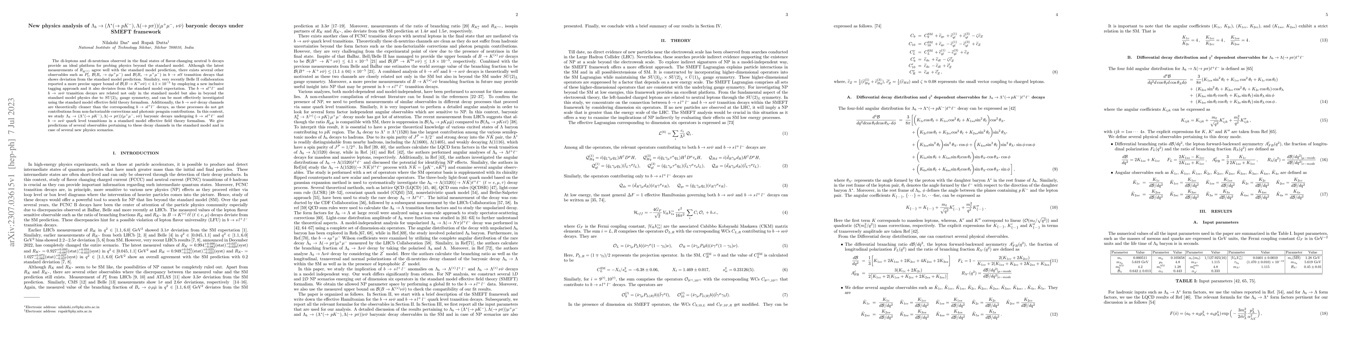 Thumbnail for New physics analysis of $\Lambda_b\to (\Lambda^*(\to pK^-), \Lambda(\to
  p\pi))({\mu}^{+}\mu^{-},\,\nu\bar{\nu})$ baryonic decays under SMEFT
  framework