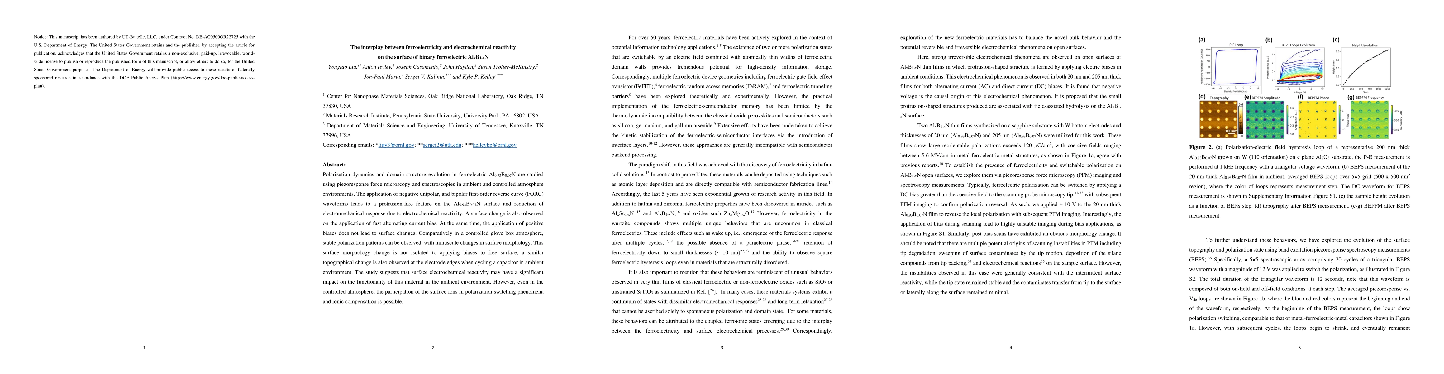 Thumbnail for The interplay between ferroelectricity and electrochemical reactivity on
  the surface of binary ferroelectric Al$_x$B$_{1-x}$N