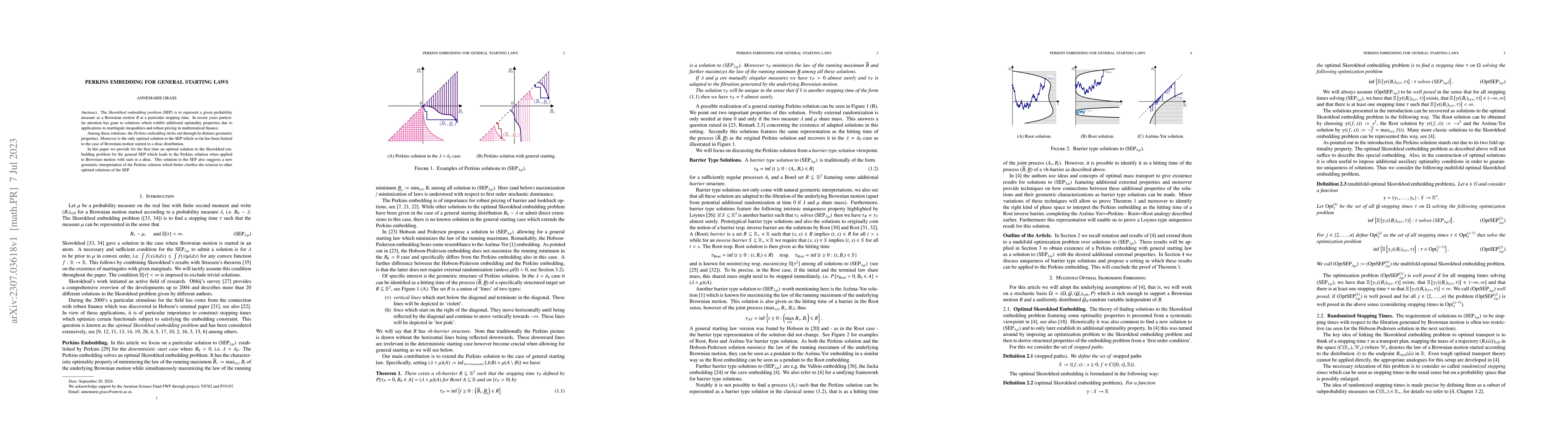 Thumbnail for Perkins Embedding for General Starting Laws