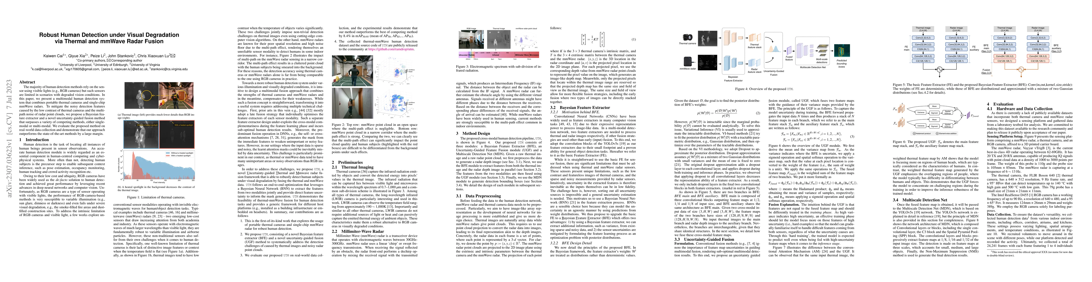 Thumbnail for Robust Human Detection under Visual Degradation via Thermal and mmWave
  Radar Fusion