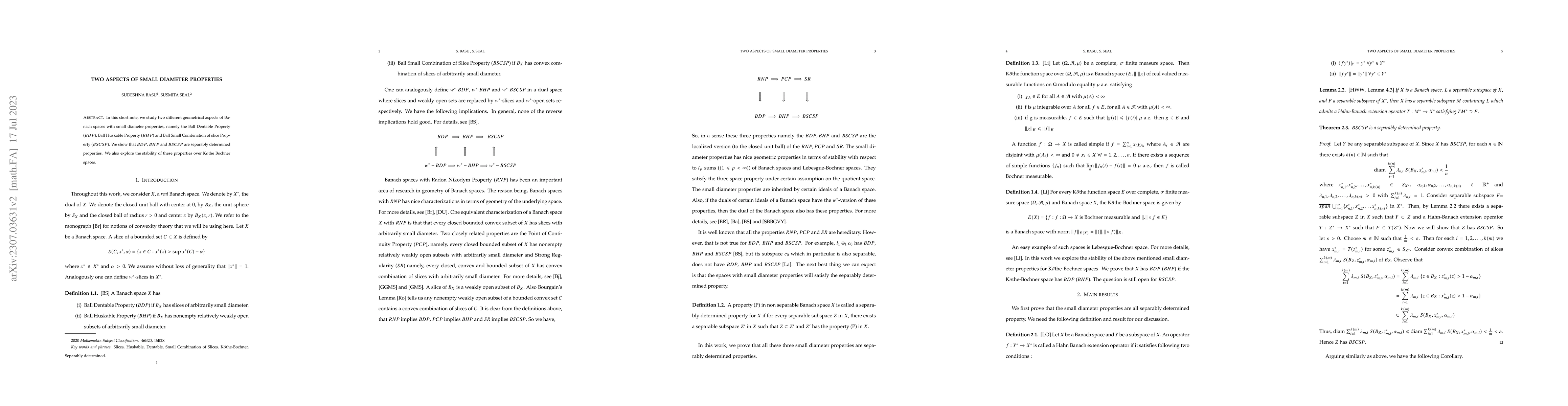 Thumbnail for Two aspects of small diameter properties