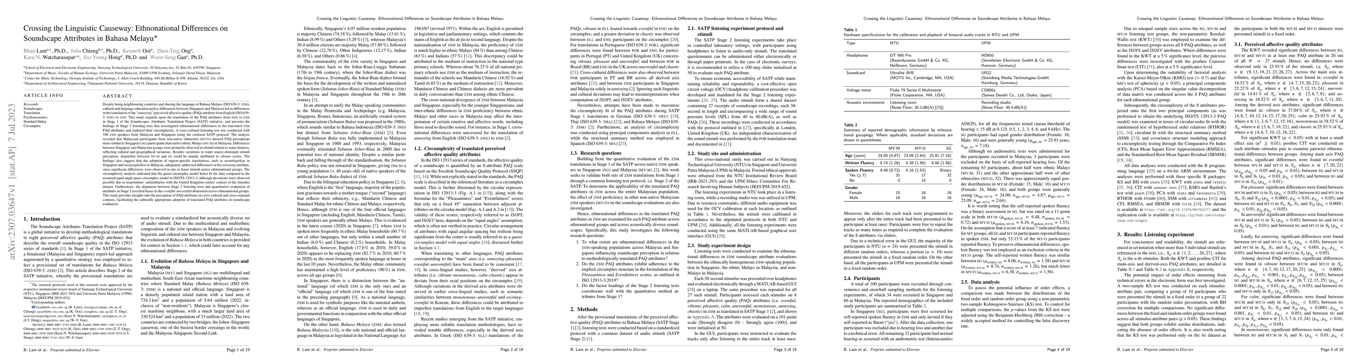 Thumbnail for Crossing the Linguistic Causeway: Ethnonational Differences on
  Soundscape Attributes in Bahasa Melayu