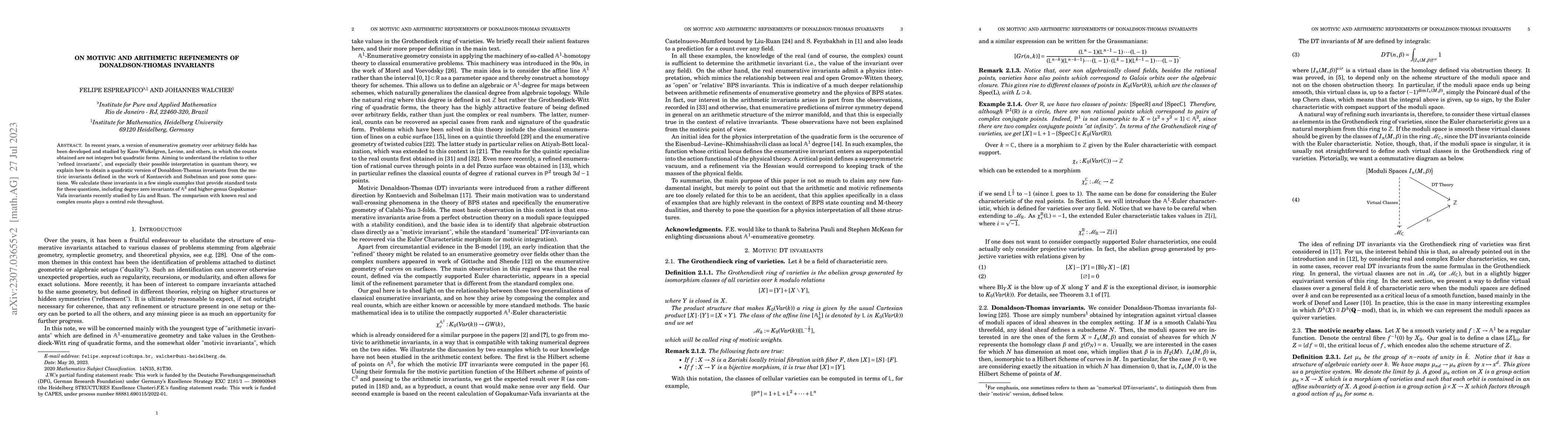 Thumbnail for On Motivic and Arithmetic Refinements of Donaldson-Thomas invariants
