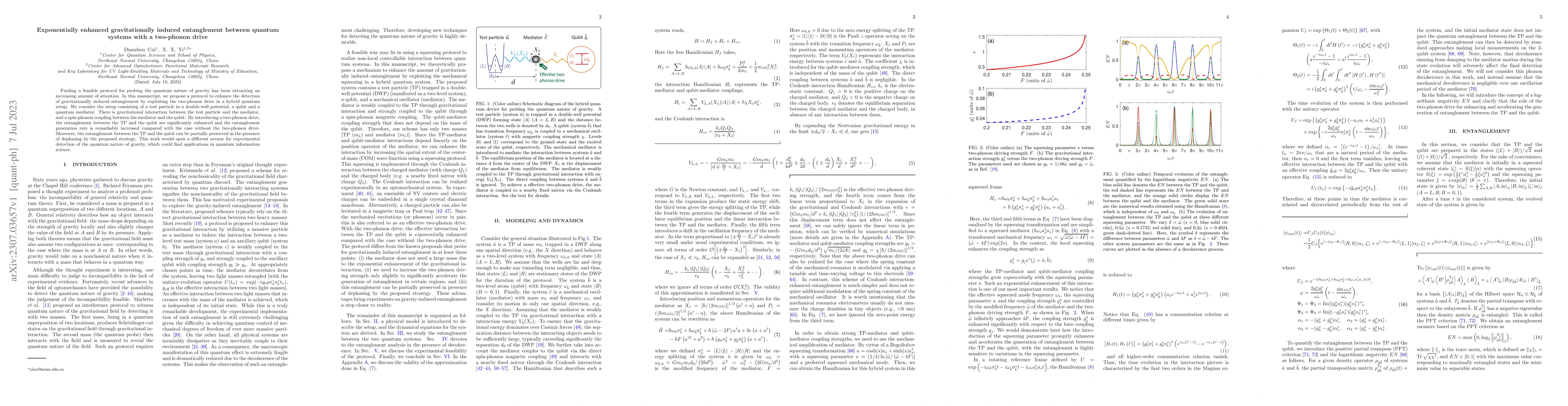 Thumbnail for Exponentially enhanced gravitationally induced entanglement between
  quantum systems with a two-phonon drive