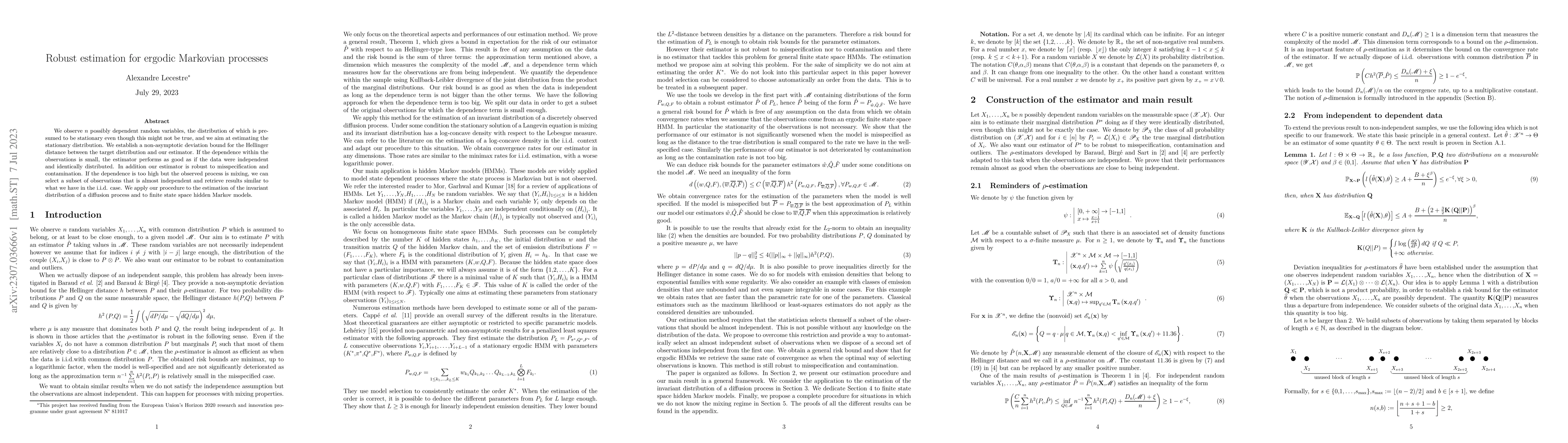 Thumbnail for Robust estimation for ergodic Markovian processes