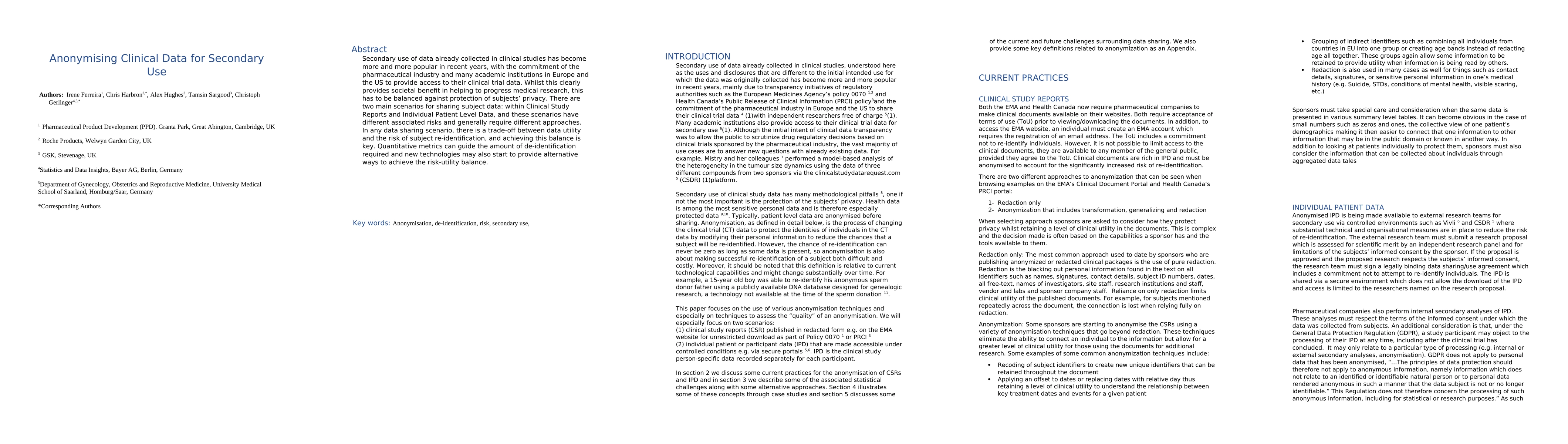 Thumbnail for Anonymising Clinical Data for Secondary Use