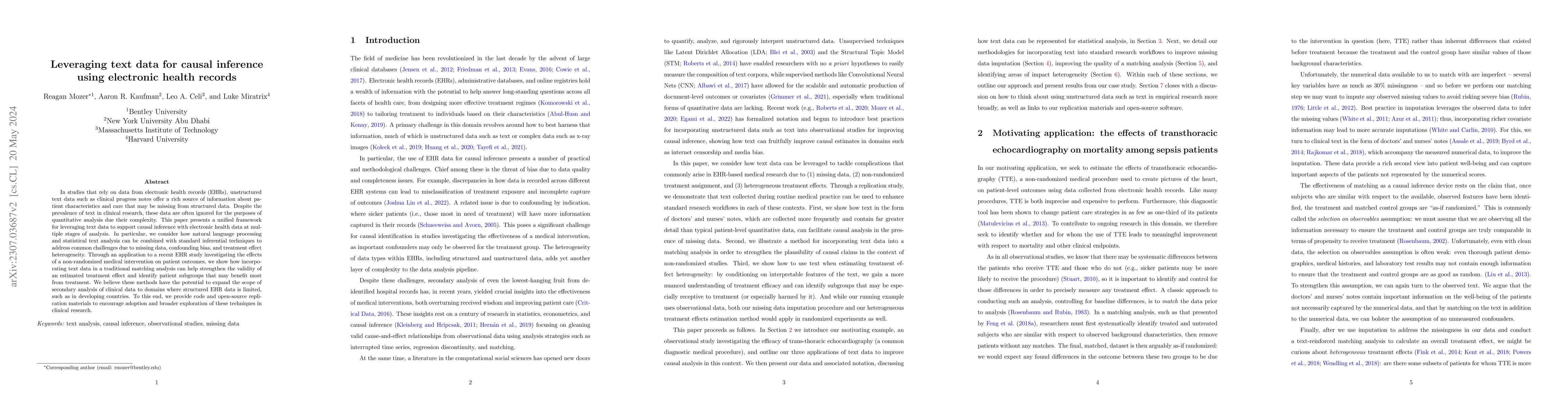Thumbnail for Leveraging text data for causal inference using electronic health
  records