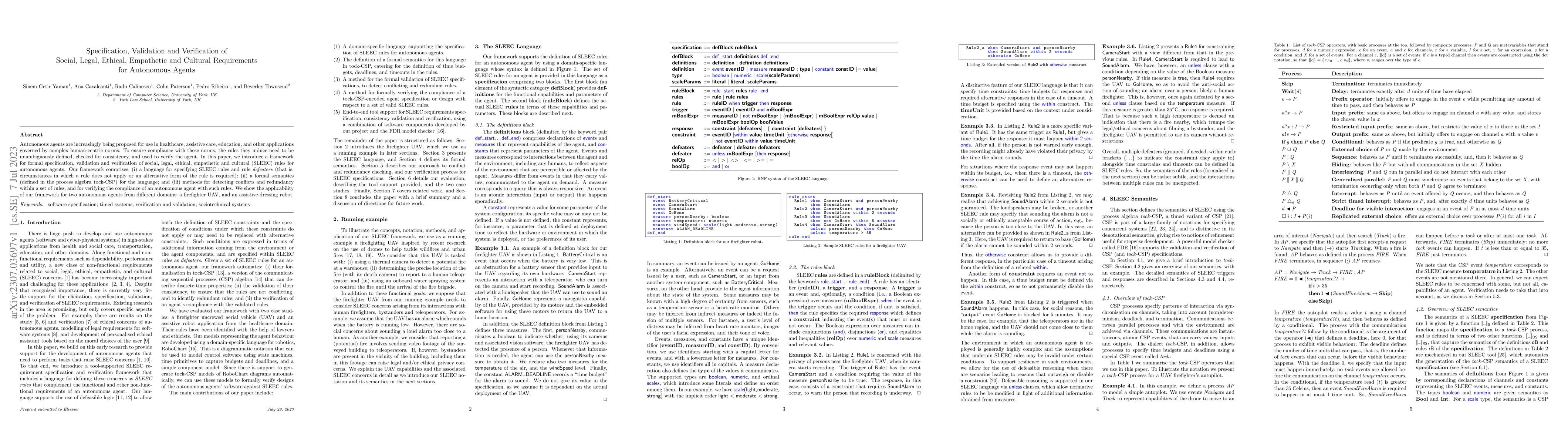 Thumbnail for Specification, Validation and Verification of Social, Legal, Ethical,
  Empathetic and Cultural Requirements for Autonomous Agents