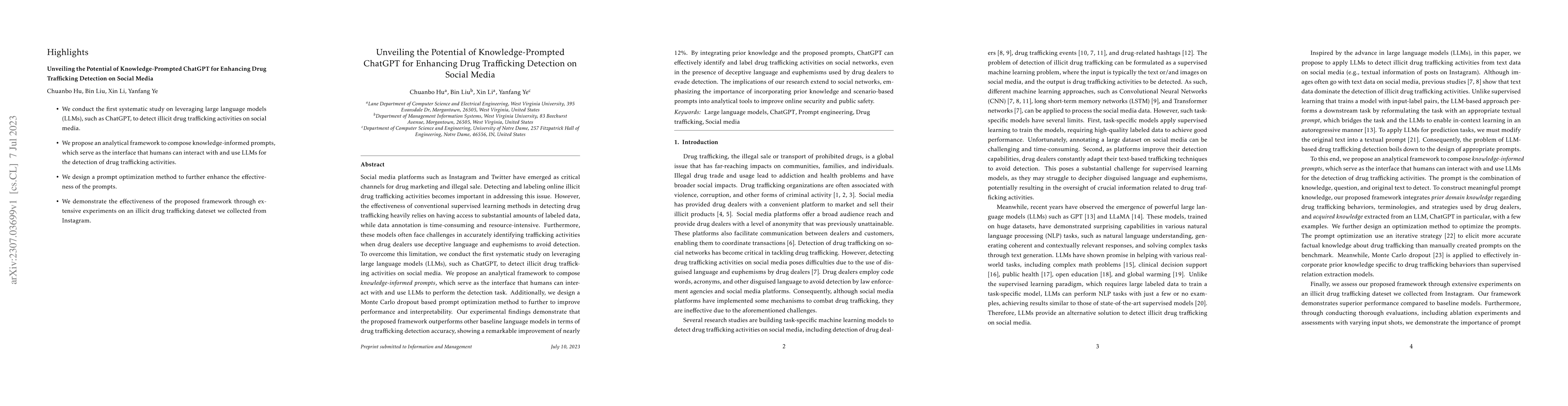 Thumbnail for Unveiling the Potential of Knowledge-Prompted ChatGPT for Enhancing Drug
  Trafficking Detection on Social Media