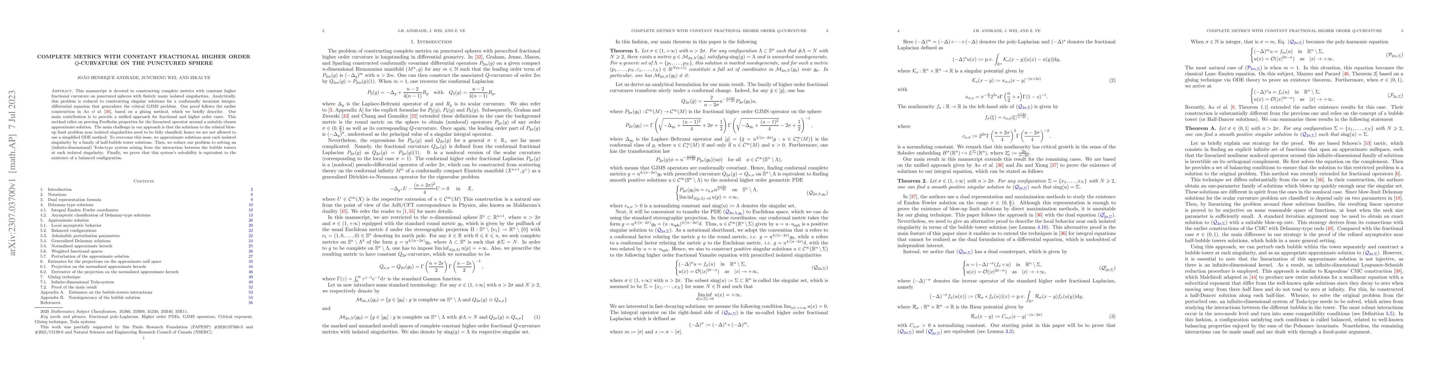 Thumbnail for Complete metrics with constant fractional higher order $Q$-curvature on
  the punctured sphere