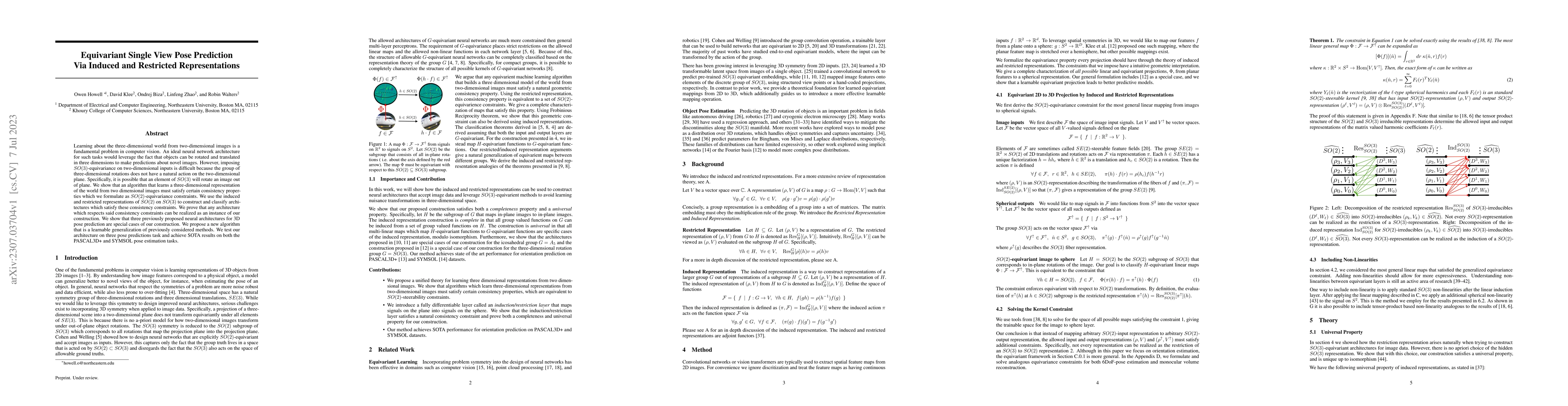 Thumbnail for Equivariant Single View Pose Prediction Via Induced and Restricted
  Representations