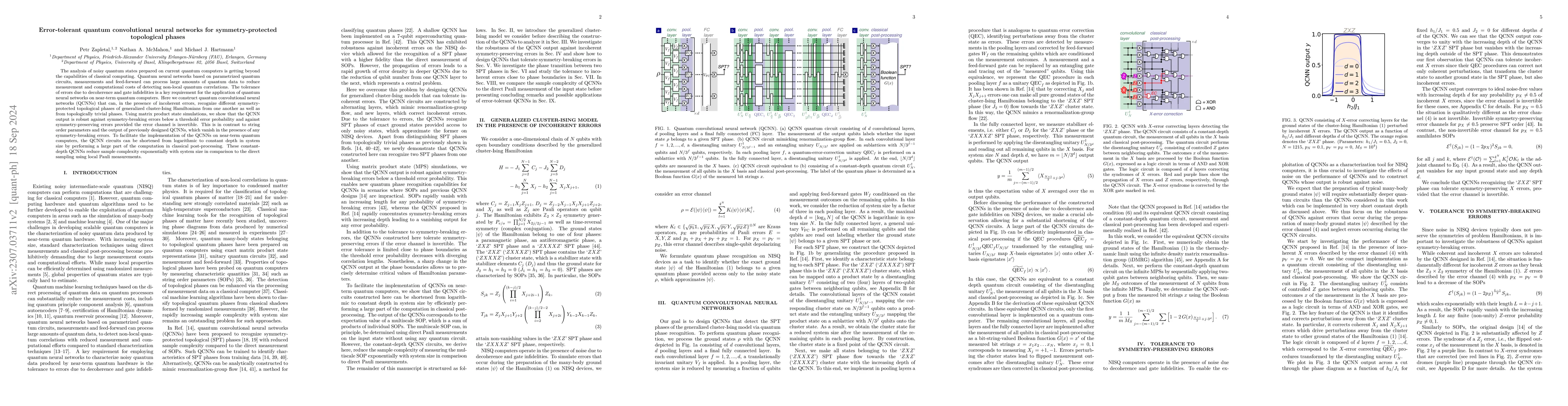 Thumbnail for Error-tolerant quantum convolutional neural networks for
  symmetry-protected topological phases